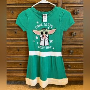 Star Wars Mandalorian Sweater dress with Baby Yoda Design EUC SZ 7-8 M